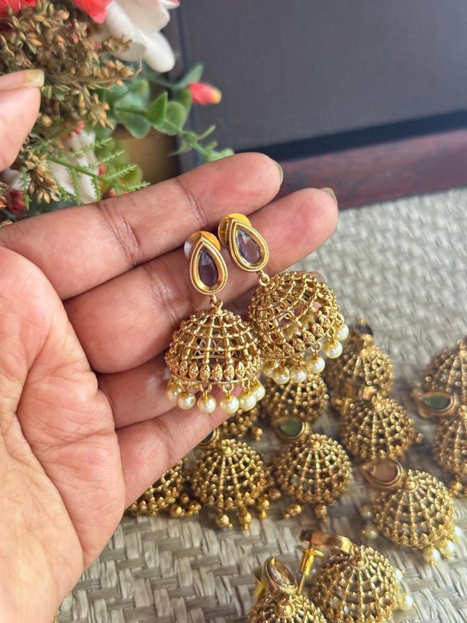 Antique Jhumka(Pink)
