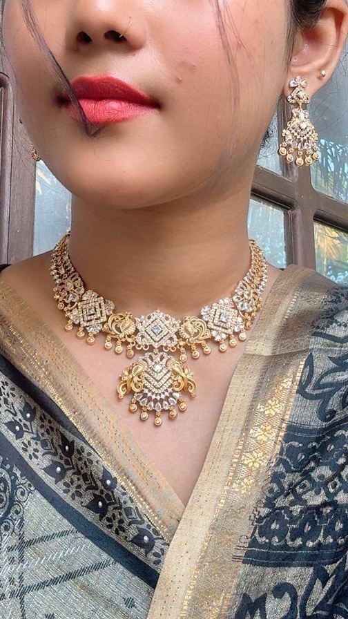 Premium Antique Gold Necklace with earrings