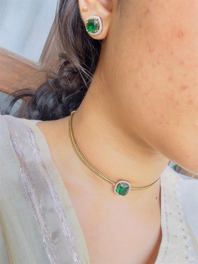 Simple and cute tiny choker(Green) - Image 2